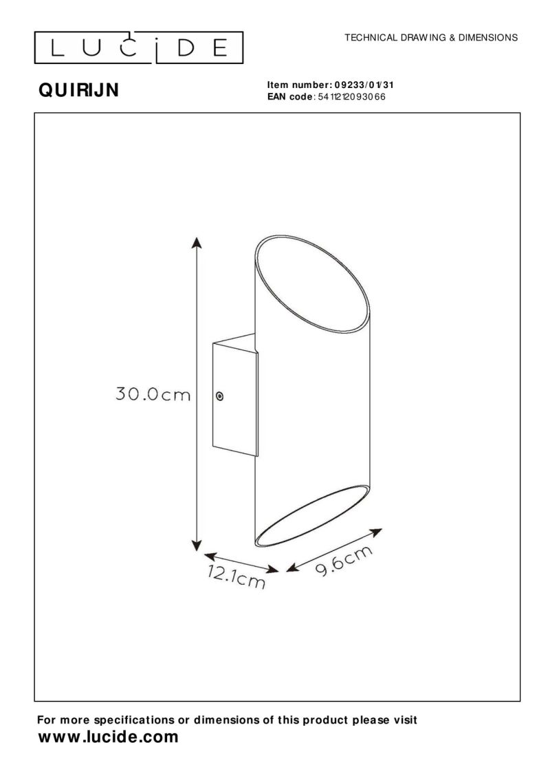 Lucide QUIRIJN - Nástenné svietidlo - Ø 10 cm - 1xG9 - Biele
